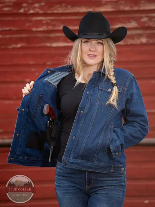 Wyoming Traders Women's Denim Concealed Carry Jacket lifestyle