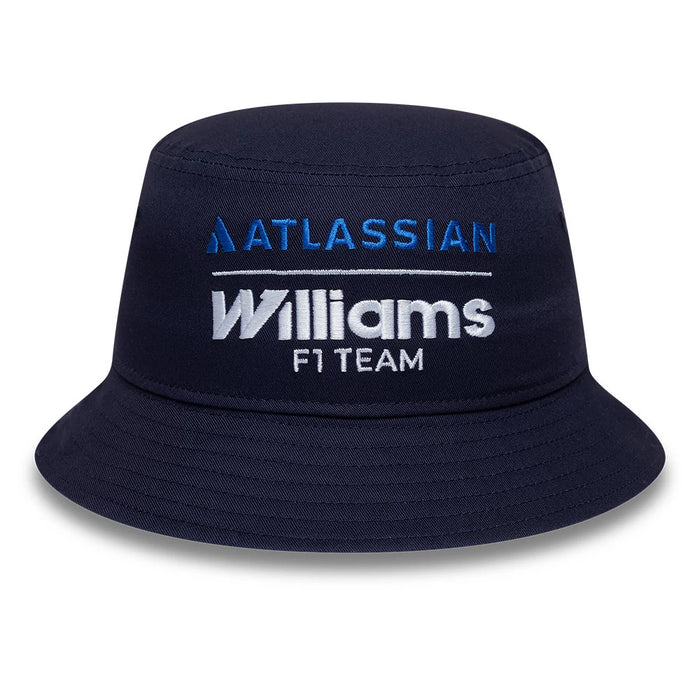 Pictured is this Youth Atlassian Williams F1 Team Essential Bucket hat in navy. 2