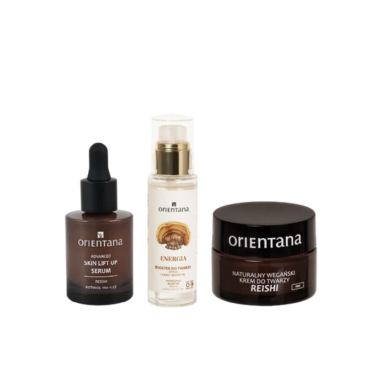 Zestaw odmładzający i anti-aging Reishi - booster, krem nocny i serum z retinolem